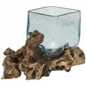 Decowood Glass F Square 20x20 cm vierkante glazen vaas op boomstronk L decoratie